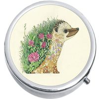 Hedgehog Flowers Medicine Vitamin Compact Pill Box