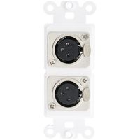 ACL Decora Dual XLR Female to Solder Type Wall Plate Insert, White, 2 Pack