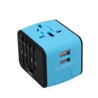 Universal Travel Adapter Maxracy International Travel Adapters with 2.4A Dual USB Ports and Built-in Spare Fuse Universal Adapters All-in-One for UK, US, AU, Europe & Asia (B-Type Blue) ...
