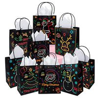 18Pcs Christmas Bags, Glow in Dark Paper Gift Bags Medium Size with 18pcs Tissue Paper and 18pcs Gift Tags for Holiday, Classrooms and Party Favors by Haojiake
