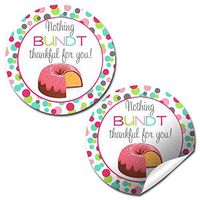 “Nothing Bundt Thankful” Teacher, Staff, or Employee Appreciation Thank You Sticker Labels, 40 2" Party Circle Stickers by AmandaCreation, Great for Envelope Seals & Gift Bags