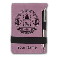 Mini Notepad, Flag of Afghanistan, Personalized Engraving Included (Pink)