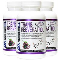 MAAC10 99% Pure Trans Resveratrol 500mg Micronized (3 Pack) Sirtuin Activator & NAD Boosting Supplement.