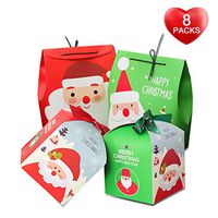 Christmas Gift Boxes,8 Packs 【Oversized】Santa Candy Bags with Ribbon, Cute Box/Bag for Chocolate, Treats, Cakes and Cookies