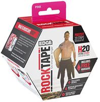 RockTape H2O Edge Highly Water-Resistant Kinesiology Tape with Travel Case, 20 Pre-Cut Strips, Pink