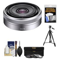 Sony Alpha NEX E-Mount E 16mm f/2.8 Lens + Tripod + 3 UV/FLD/PL Filters Kit for A7, A7R, A7S Mark II, A5100, A6000, A6300 Cameras