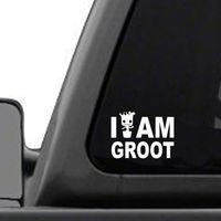 H-Tradings I Am Groot White 4 Inches Approx Cars Walls Helmets Toolbox Laptop Die-Cut Vinyl Stickers Decals Vans SUV Trucks Windows Bumper