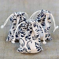 Efavormart 4" x 6" Vibrant Damask Printed Cotton Bag 10/pk - Natural