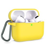 Coffea AirPods Pro Case with Keychain, AirPods 3 Protective Cover Silicone Case for AirPods Pro Charging Case (Front LED Visible) (Yellow)