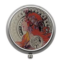 Pill Box with Vintage Zodiac Sign Design | Compact Pill case for Pocket or Purse