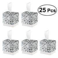 25Pcs Sparkle Candy Box DIY Paper Wedding Favor Box Bridal Shower Baby Birthday Party Candy Sugar Gift Boxes (Silver)