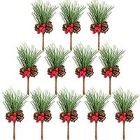 Riverbyland 3" Christmas Gift Wrapping Artificial Pine Branches 12 PCS