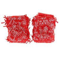 100pcs Christmas Snowflake Organza Gift Bags Wedding Favor Bags Jewellery Pouches Goody Bags for Xmas Wrapping - Red, 7 x 9cm