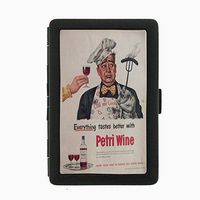 Perfection In Style Black Color Metal Cigarette Case Vintage Wine Ads Design 004