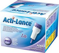 Acti-Lance 7155 28 g x 1.5 mm depth, Button Activated Safety Lancet, Lite, Lavender (Pack of 100)