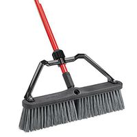 LIBMAN Push Broom With Hard Polymer Support Brace - 18" - Heavy-Duty Bristles - Lot of 4