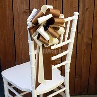 Brown and Ivory Pull Bows - 9" Wide, Set of 6, Wedding Pew Bows, Reception, Anniversary, Fall, Thanksgiving, Autumn, School, Office, Decoration, Dance, Fundraiser