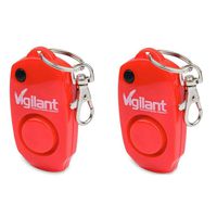 Vigilant 130dB Personal Alarm - Backup Whistle - Button Activated with Hidden Off Button - Bag Key Chain Clip - Batteries Included, Red, 2 Pack (PPS-23R)