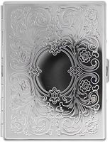 Silver Victorian Print Compact (9 Kings) Metal-Plated Cigarette Case & Stash Box