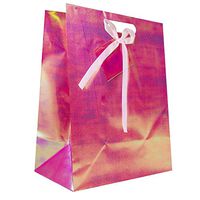 JAM Paper® Holographic Gift Bags - Large - 13" x 10" x 6" - Fuchsia - Sold Individually