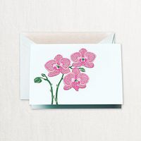 Crane & Co. Engraved Violet Orchid Note with Lined Envelopes- Pack of 20 Cards