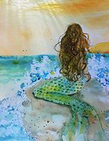Mermaid Blank Note Card Assortment: 4 Artistic All Occasion Watercolor Cards, with Envelopes