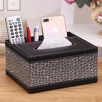 T-ZJHC Multi-Function Tissue Box Living Room Coffee Table Paper Remote Control Storage Box, Square 2 Grid - Black Dandelion