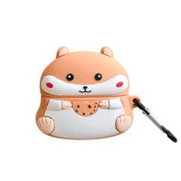 UR Sunshine AirPods Pro Case, Super Cute Creative Eating Cookie Hamster Baby Shape AirPods Case, Soft Silicone Earphone Case Cover Protective Skin for AirPods Pro/3 +Hook -Orange Biscuit Hamster