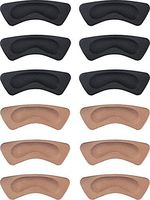 Hotop 6 Pairs Heel Cushion Pads Heel Shoe Grips Liner Self-Adhesive Shoe Insoles Foot Care Protector (Brown and Black)
