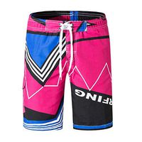 STORTO Mens Printed Fashion Beach Shorts Plus Size Swimming Sport Quick Dry Casual Pockets Shorts Red