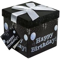 Gift Box 5x5x5 Amrita Birthday Pop up in Seconds comes with Decorative Ribbon mounted on the lid A Gift Tag and Tissue Paper - No Glue or Tape Required