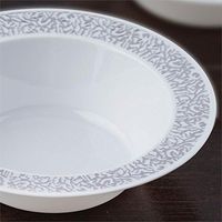 BalsaCircle 30 pcs 12 oz White with Silver Trim Plastic Round Bowls - Disposable Wedding Party Catering Tableware