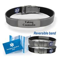 "Taking COUMADIN" Sport/Slim Reversible Medical Alert ID Bracelet for Men and Women