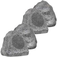 Theater Solutions 4R6G Outdoor Granite 6.5" Rock 4 Speaker Set for Deck Pool Spa Yard Garden