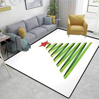 Bigdatastore Christmas Gingham Bath Mat 3D Digital Printing Mat, Ribbon Design with Tree Topper Star Symbol for New Year Celebration, Easy Maintenance Area Rug Living Room Bedroom Carpet(2.5'x 7')