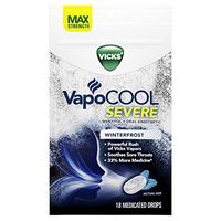 Vicks VapoCOOL SEVERE Medicated Drops 18ct, Maximum-Strength Relief to Soothe Sore Throat Pain