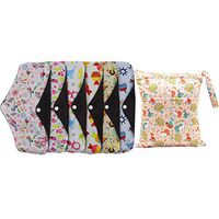 Healifty Cloth Menstrual Pads 10pcs Washable Reusable Sanitary Towel Portable Foldable Breathable Bamboo Charcoal Cloth Menstrual Pads with Storage Bag (Random Color)