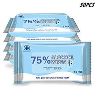 75% Alcohol Wipes Travel Size Hand Sanitizer Wipes Disposable Disinfection Detergent Wipes for Phone, Elevator, Keyboard (50 Wipes)