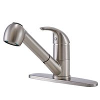 KINGO HOME Commercial Lead Free Stainless Steel Single Lever Handle Pull Out Sprayer Brushed Nickel Kitchen Faucet, Kitchen Sink Faucet With Deck Plate