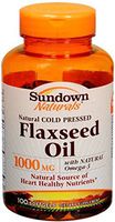 Sundown Naturals Flaxseed Oil 1000 mg Softgels 100 Soft Gels (Pack of 2)