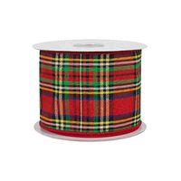 Christmas Plaid Tartan Wired Ribbon - 2 1/2" x 10 Yards, Red, Green, Yellow, Blue, Winter Decor, Giftwrapping, Presents, Gifts