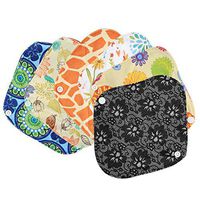 Kireina Bamboo Charcoal Fiber Menstrual Pads, 6PCS Washable Reusable Overnight Long Cloth Sanitary Pad with 1PC Washable Wet Bag