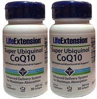 Super Ubiquinol CoQ10 with Enhanced Mitochondrial Support 200 Milligrams, 30 Softgels (Pack of 2)