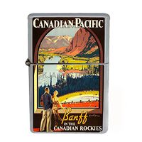 Wind Proof Dual Torch Refillable Lighter Vintage Poster D-164 Canadian Pacific Banff Rockies