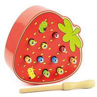 Putars Wooden Catch Worm Game Toys Wood Magnetic Wooden Toys Blocks Travel Game Early Learning Fine Motor Skills Educational Gift for Toddlers Baby Kids