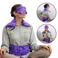 Hot Pockets Set of 3 Rice Heating pad microwavable - Includes Heating Pads for Back Pain + Heating pad for Neck and Shoulders + Lavender Eye Pillow for Stress Relief (Purple Flowers)