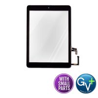 Group Vertical Replacement Touch Screen Digitizer Glass Display with Home Button Flex Cable Assembly Compatible with Apple iPad Air (Black) (A1474, A1475) (GV+ Performance)
