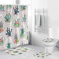 Naiflowers Non Slip Bathroom Mat Sets 4 Piece, Carpet Doormats Decor Shower Curtain and Rugs Bath Mat for tub Kids Floor, Non-Slip Shower Curtain Bathroom Mat for Entry Kitchen