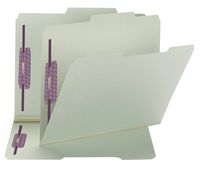 Smead Pressboard Fastener File Folder with SafeSHIELD Fasteners, 2 Fasteners, 2/5-Cut Tab Right of Center Position, 1" Expansion, Guide Height, Letter Size, Gray/Green, 25 per Box  (14980)