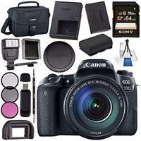 Canon EOS 77D DSLR Camera with 18-135mm USM Lens 1892C002 + Sony 64GB SDXC Card + LPE-17 Lithium Ion Battery + Flash + Canon 100ES EOS Shoulder Bag + Card Reader + Memory Card WalletBundle